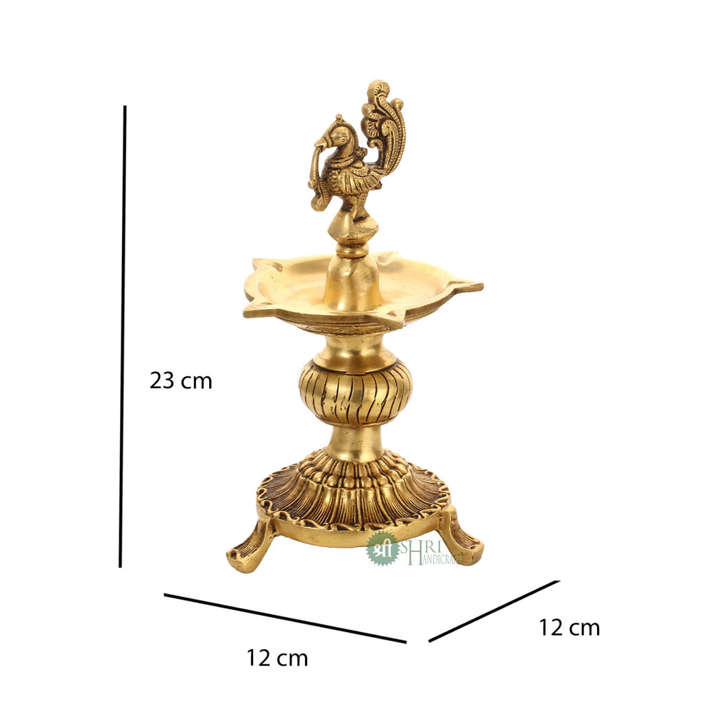 9" Brass Bird Deepak | Handcrafted Decorative Brass Diya for Puja & Home Décor
