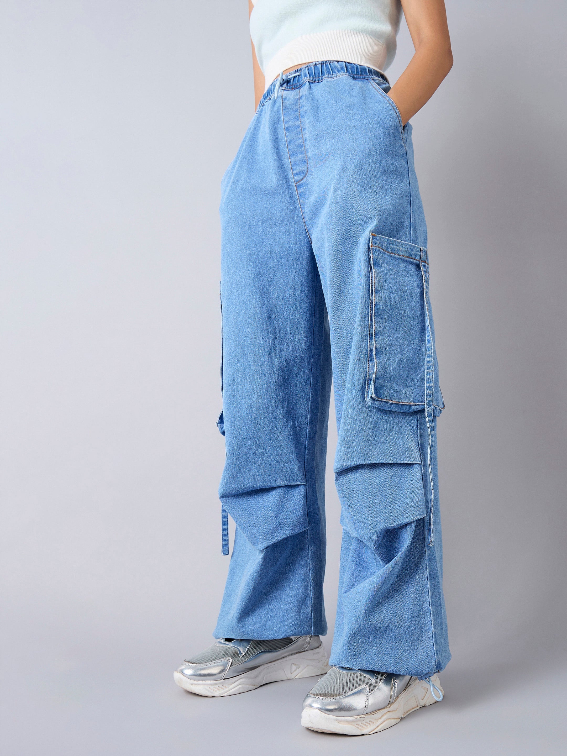 Girl's Blue Side Pocket Jean - Sassafras Kids