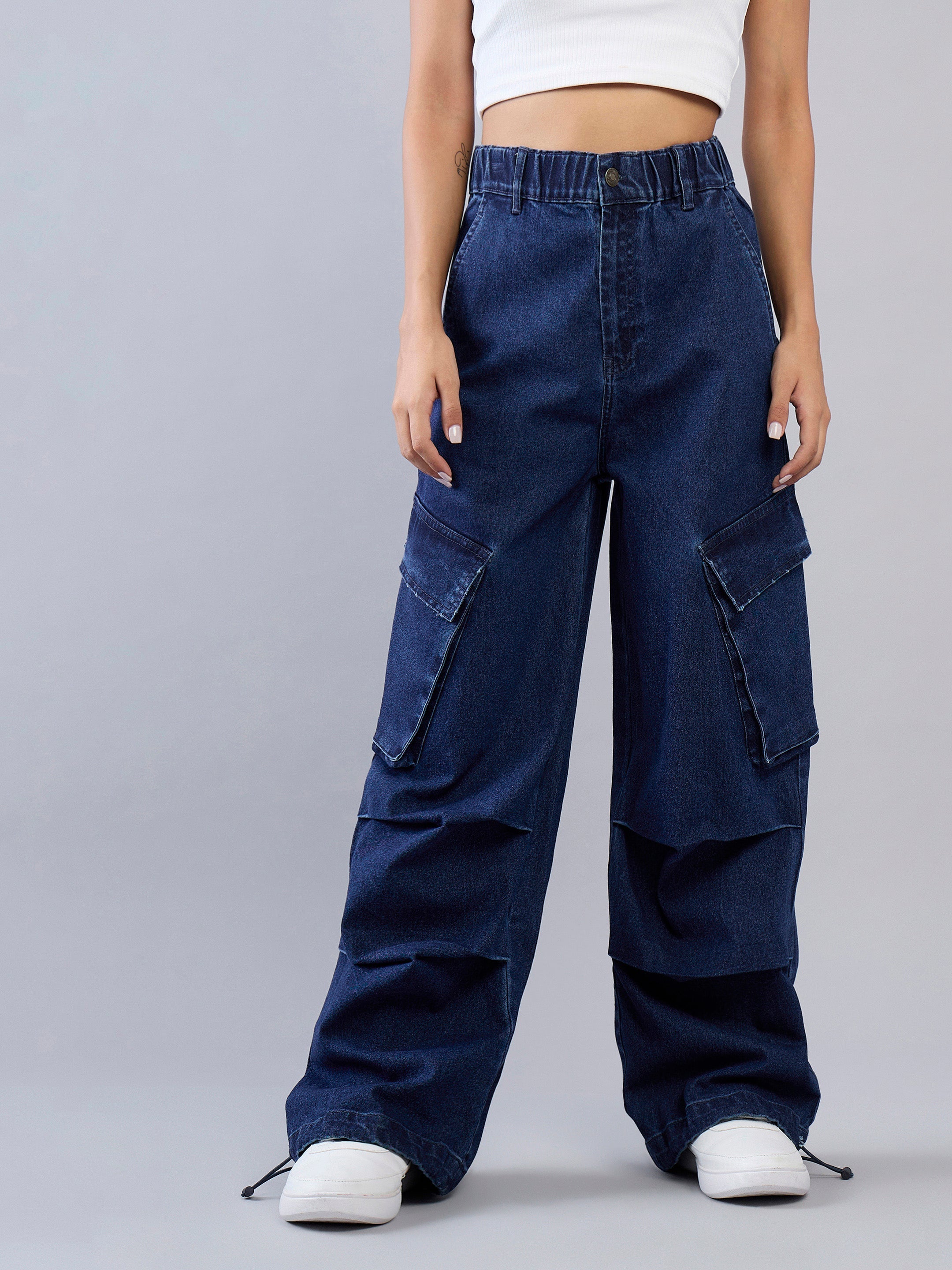 Girl's Blue Solid Jean - Sassafras Kids