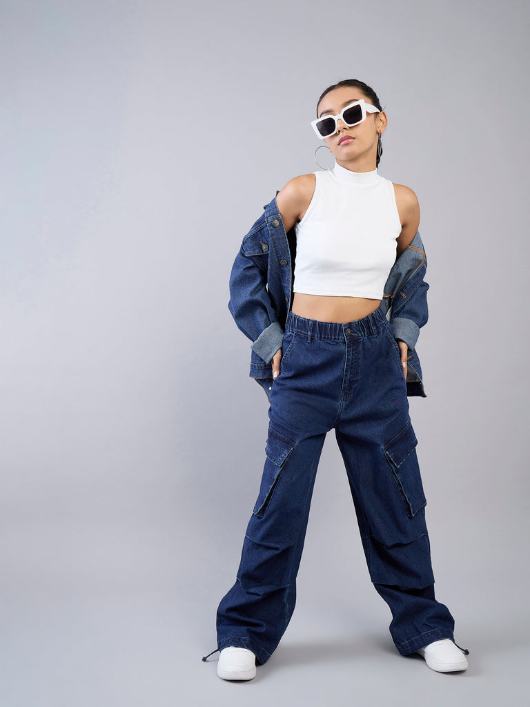 Girl's Blue Solid Jean