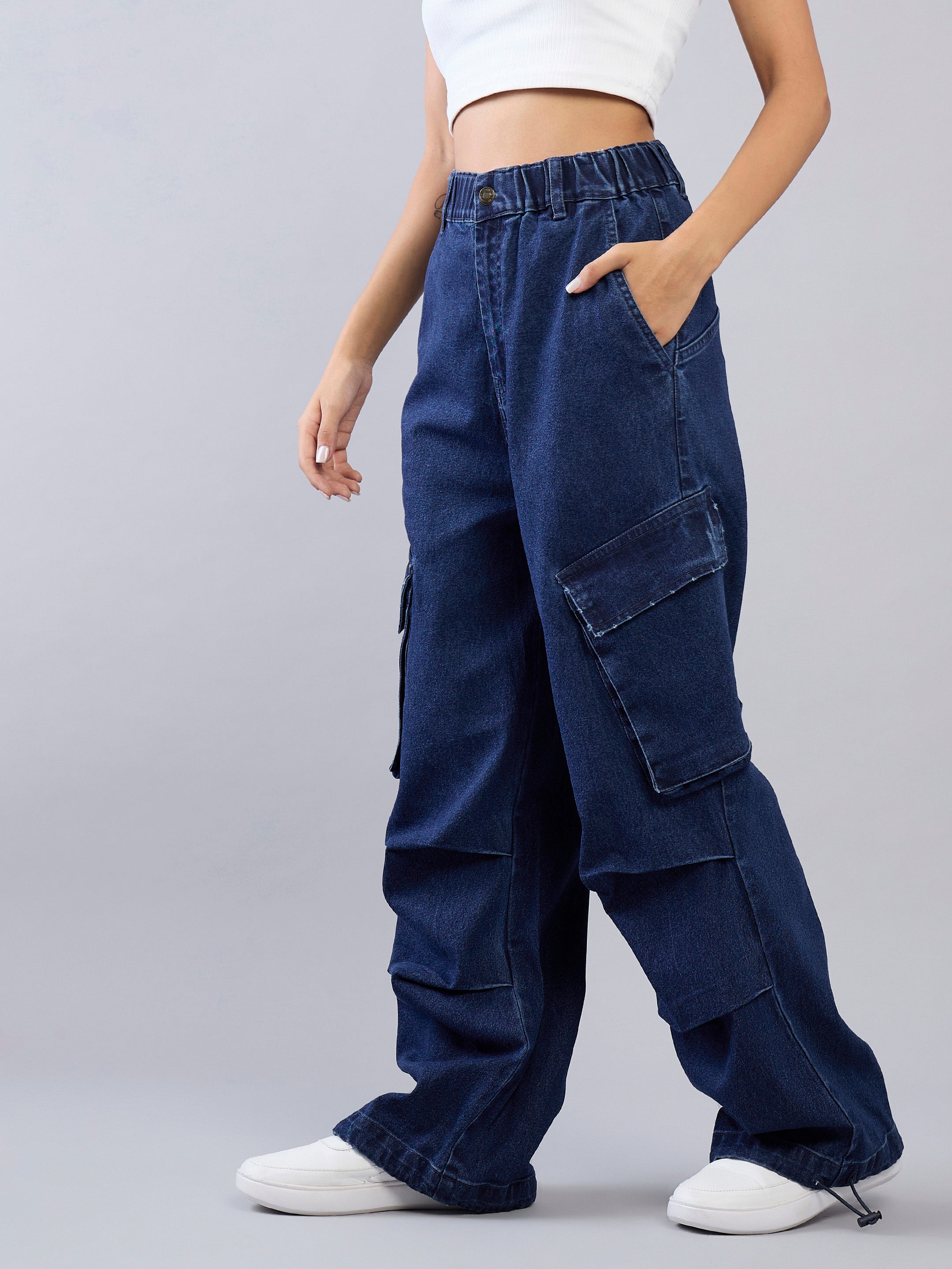 Girl's Blue Solid Jean - Sassafras Kids