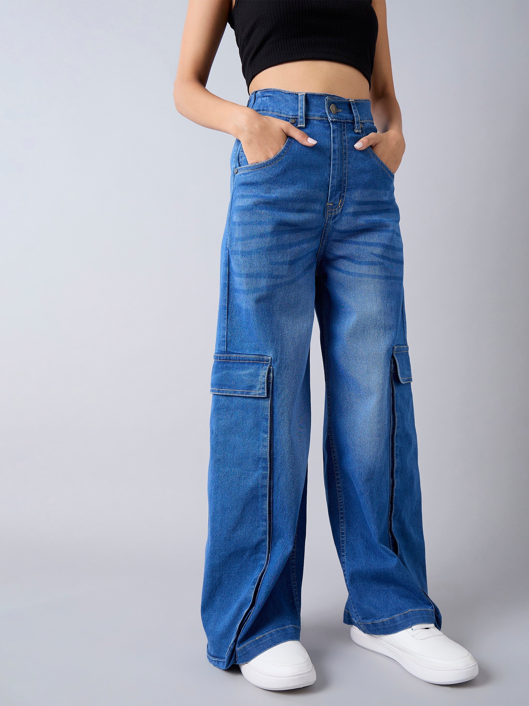 Girl's Blue Pocket Jean - Sassafras Kids