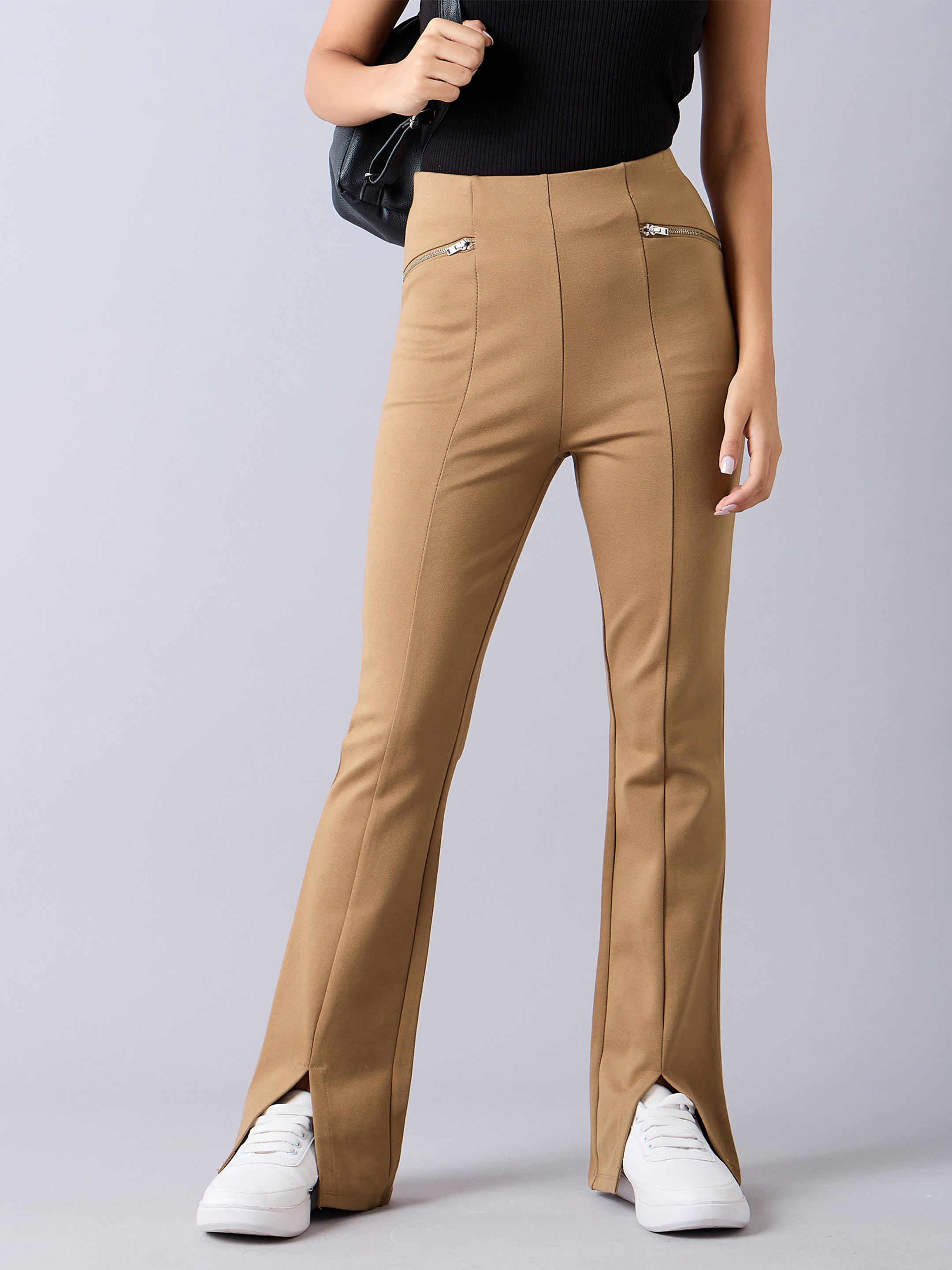 Girl's Tan Solid Pant - Sassafras Kids