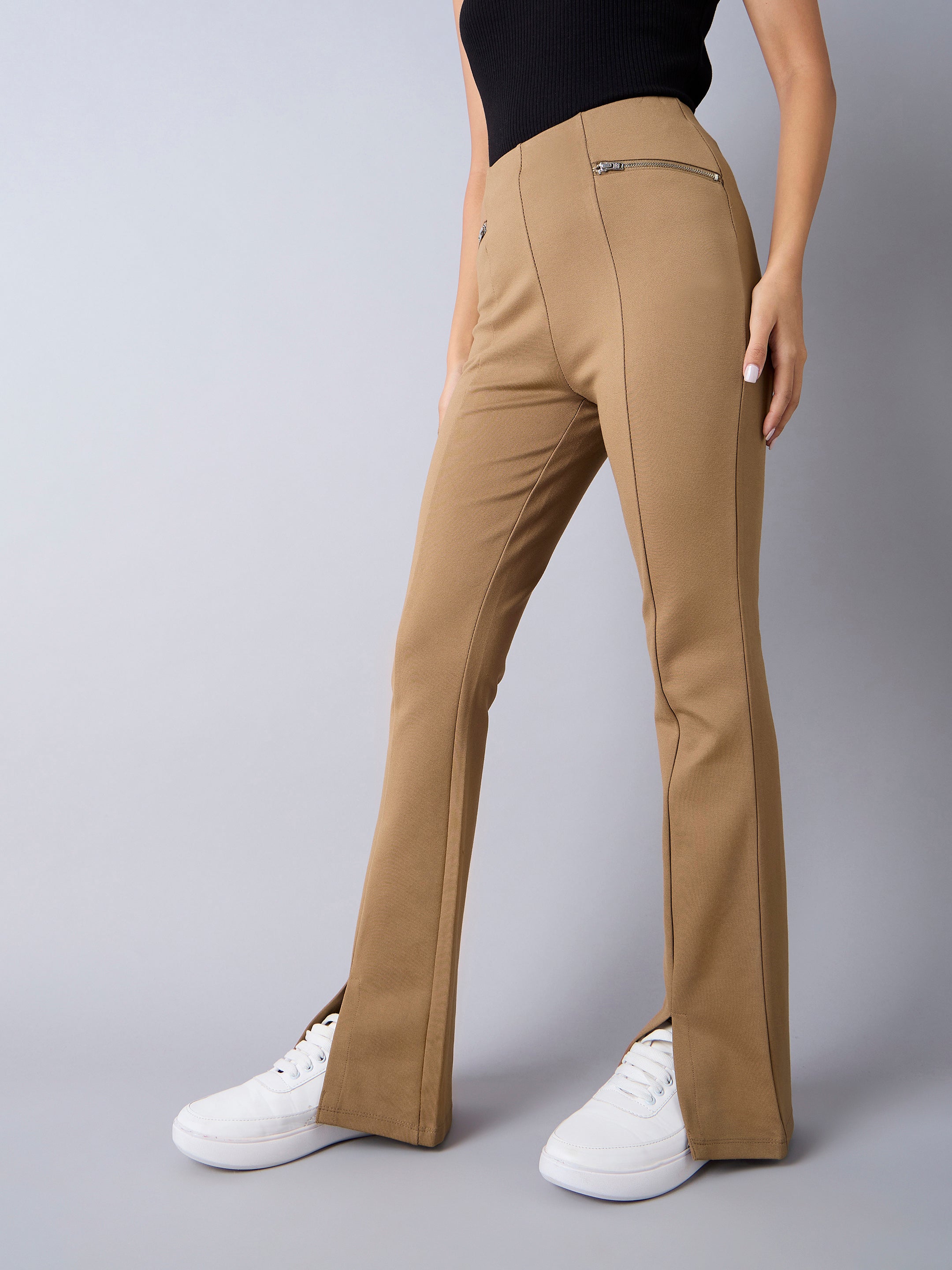 Girl's Tan Solid Pant - Sassafras Kids