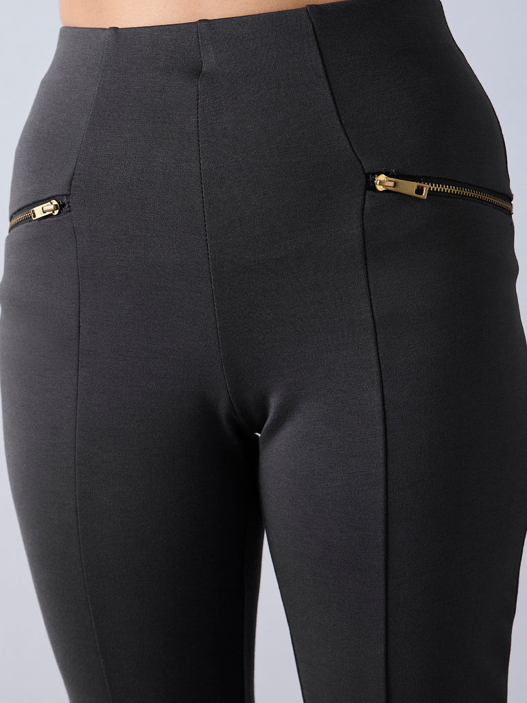 Girl's Grey Solid Pant