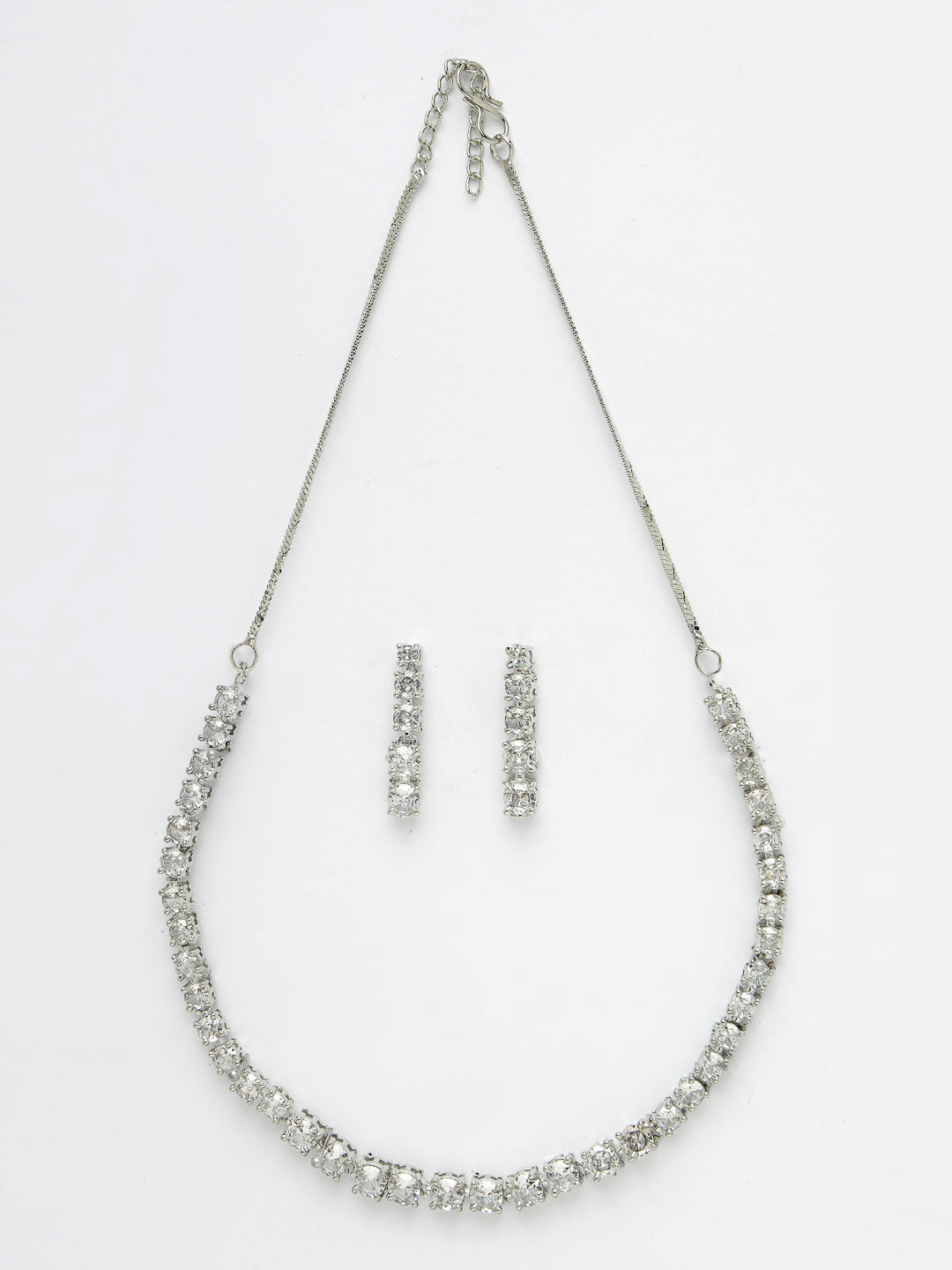 Women's silver plated CZ stone handcrafted jewellery set