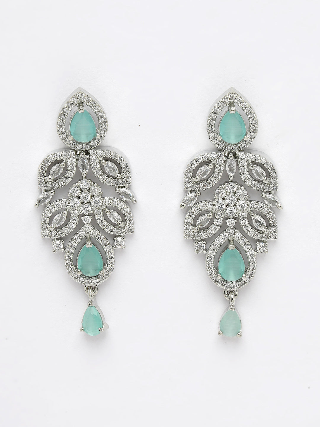 Women's silver plated & Turquoise CZ stone handcrafted jewellery set