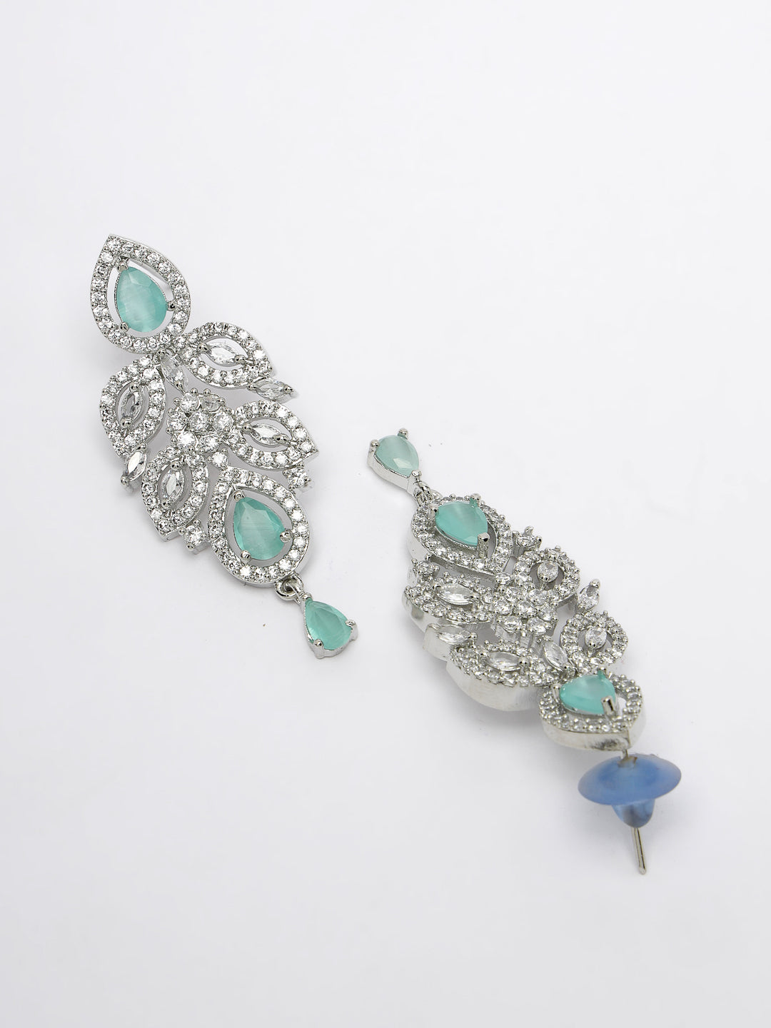 Women's silver plated & Turquoise CZ stone handcrafted jewellery set