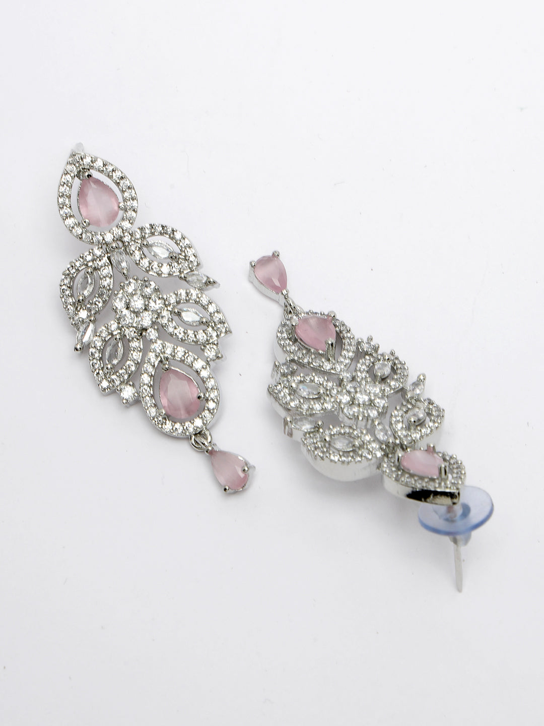 Women's silver plated & Pink CZ stone handcrafted jewellery set