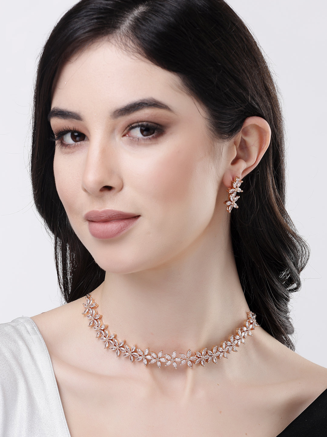 Women's gold plated CZ stone handcrafted jewellery set