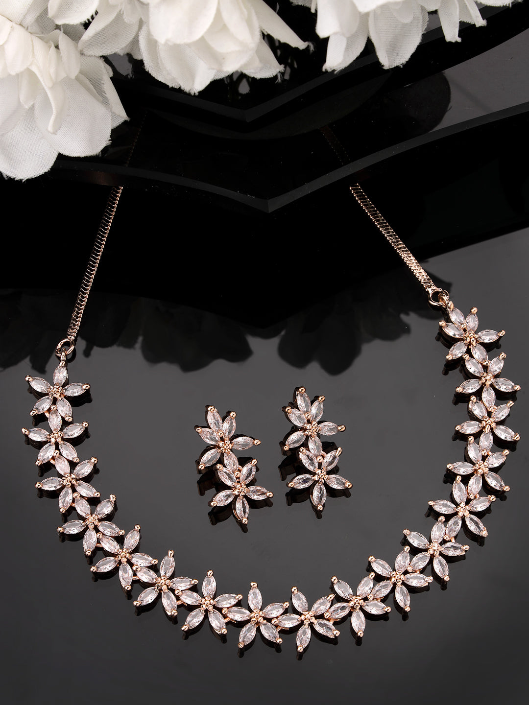 Women's gold plated CZ stone handcrafted jewellery set