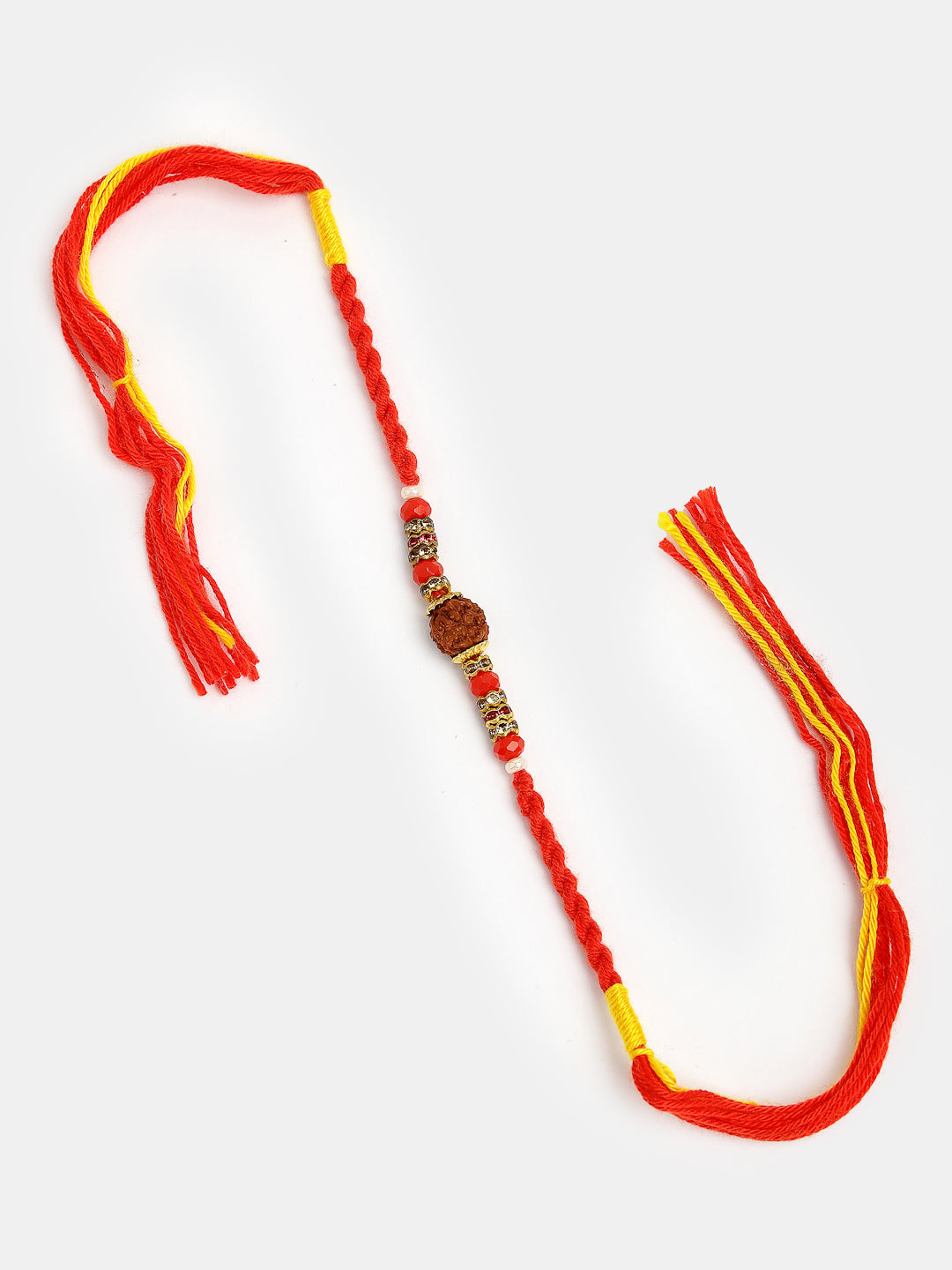 Set Of 4 Multicolor Artificial Stone And Beads Rakhi With Roli Chawal & Chocolate - Nvr