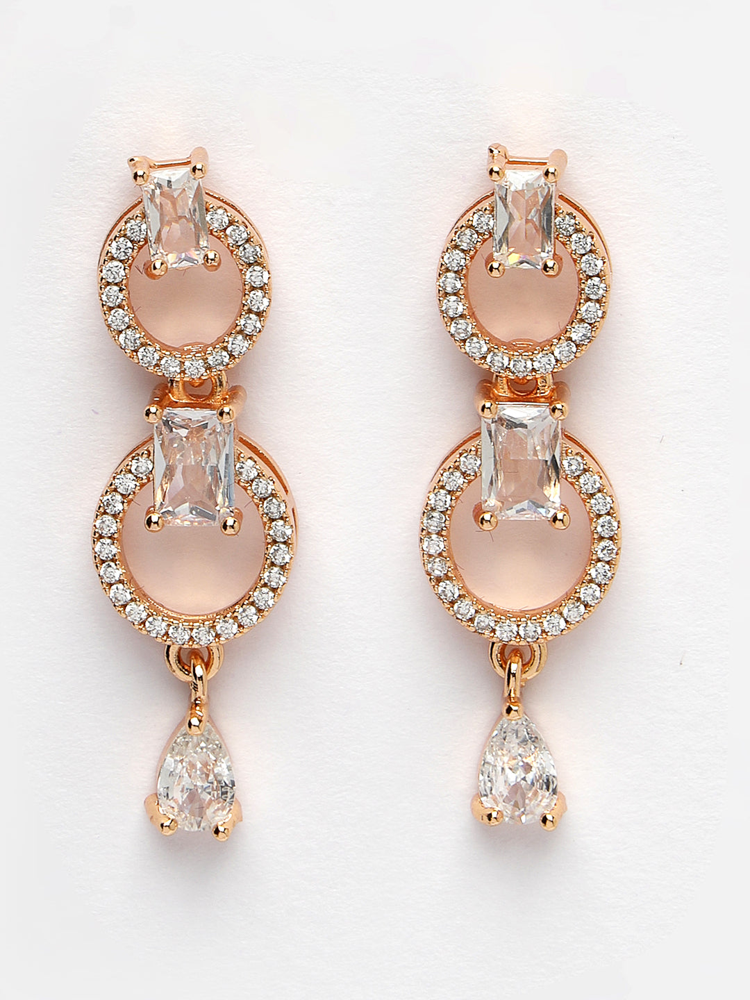 Women's Gold-Plated American Diamond Studded Handcrafted Jewellery Set