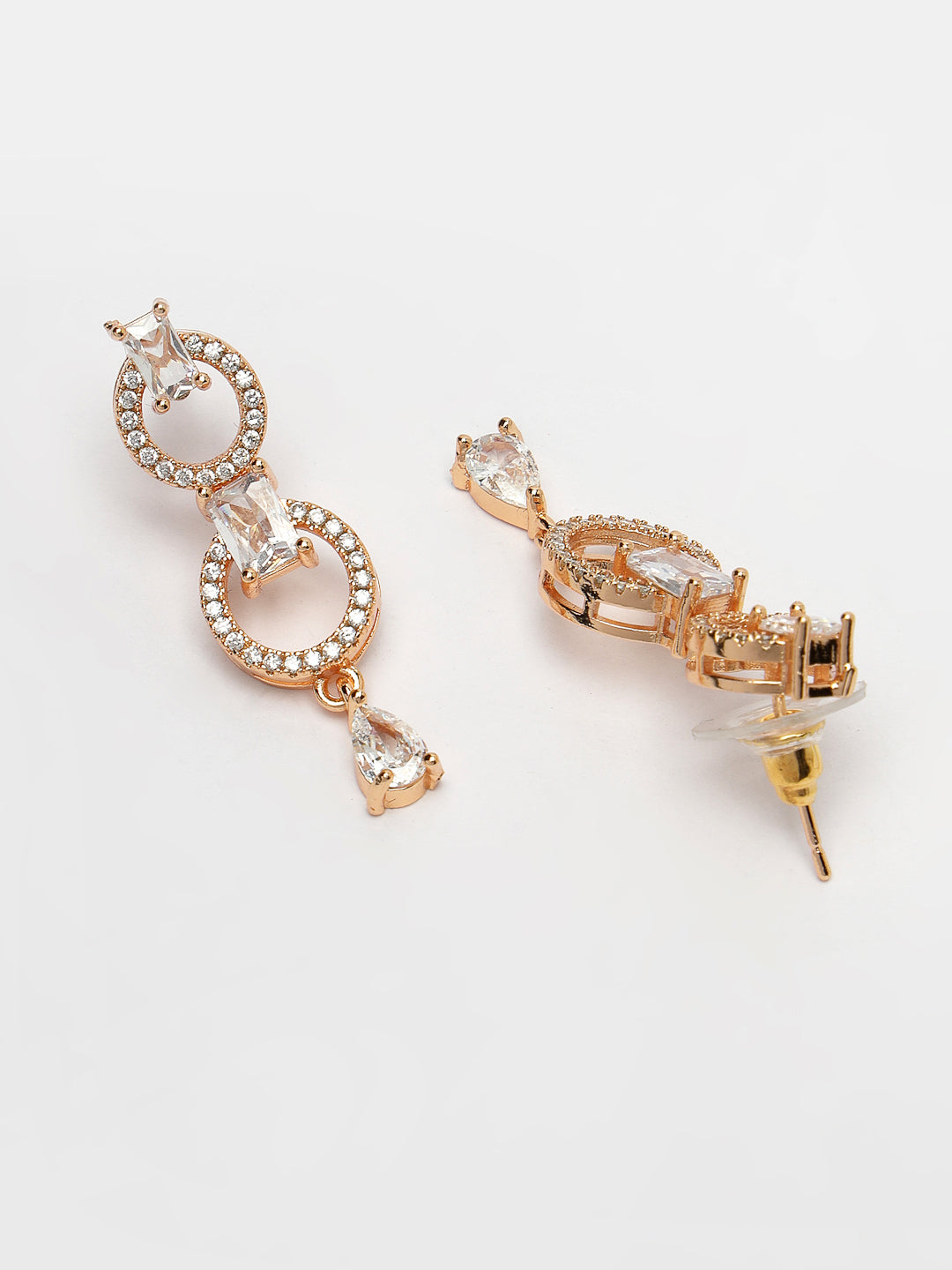 Women's Gold-Plated American Diamond Studded Handcrafted Jewellery Set