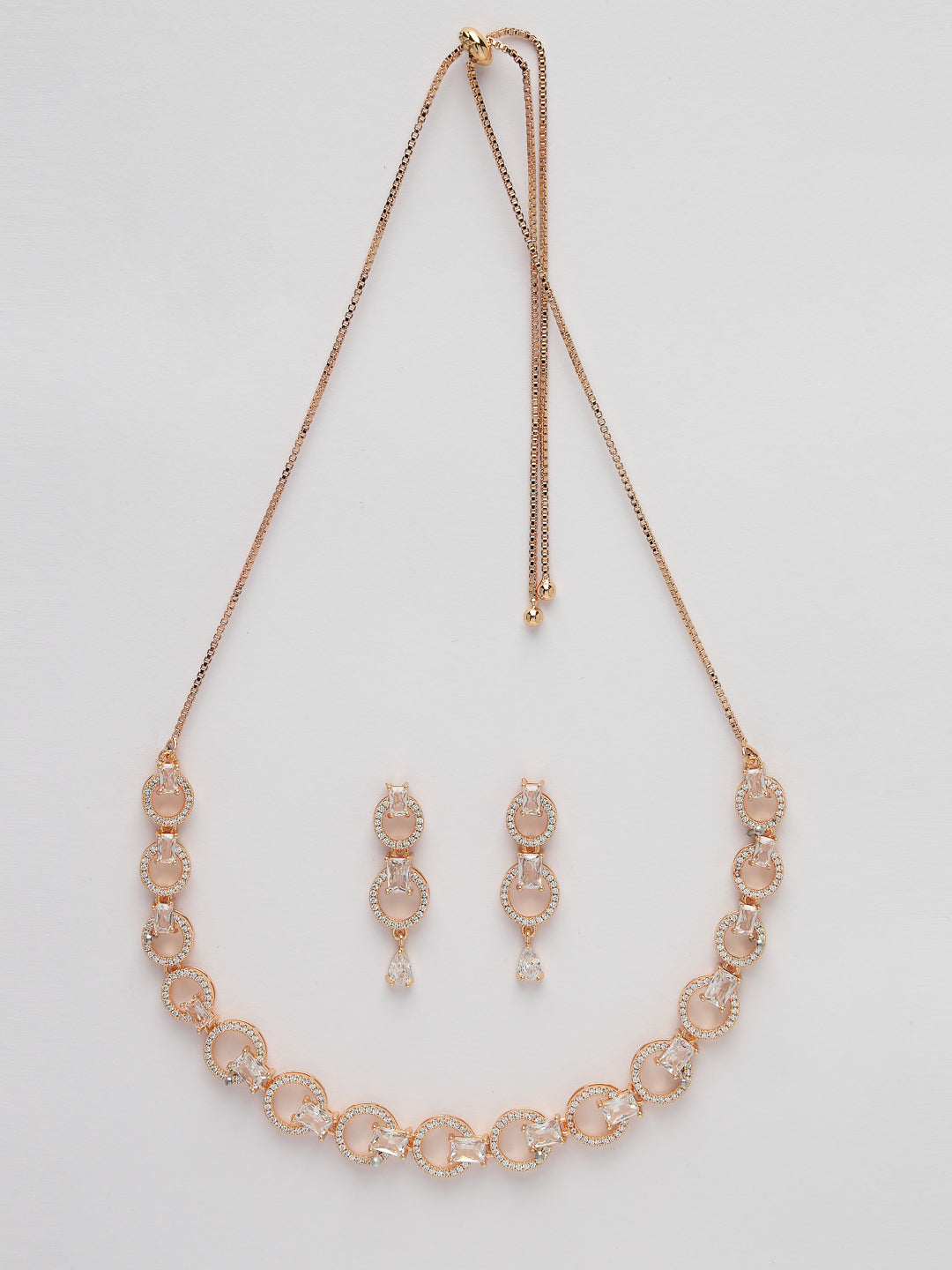 Women's Gold-Plated American Diamond Studded Handcrafted Jewellery Set