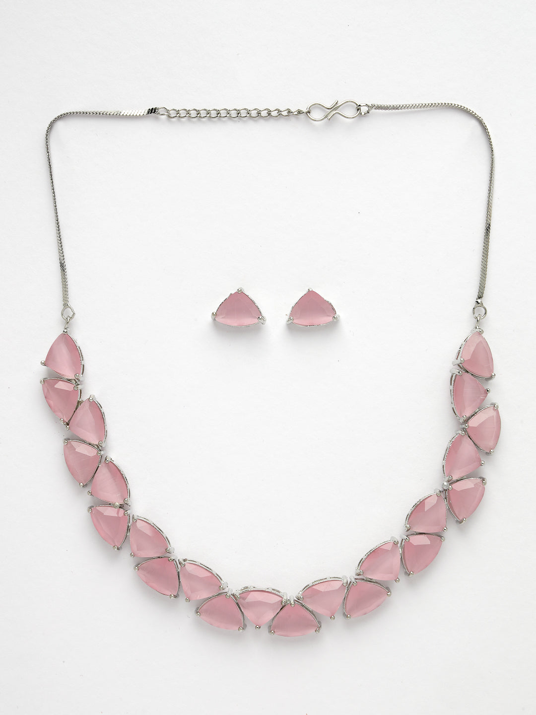 Women's Pink Artificial Stones Studded Handcrafted Jewellery Set
