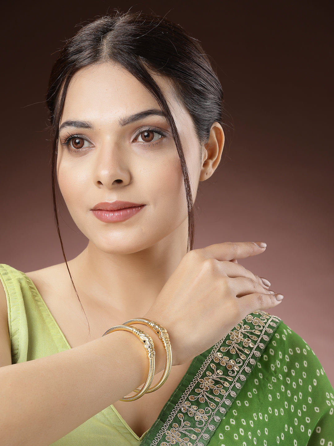 Women's Set Of 2 Gold-Plated Handcrafted Traditional Bangles