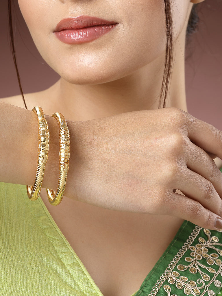 Women's Set Of 2 Gold-Plated Handcrafted Traditional Bangles
