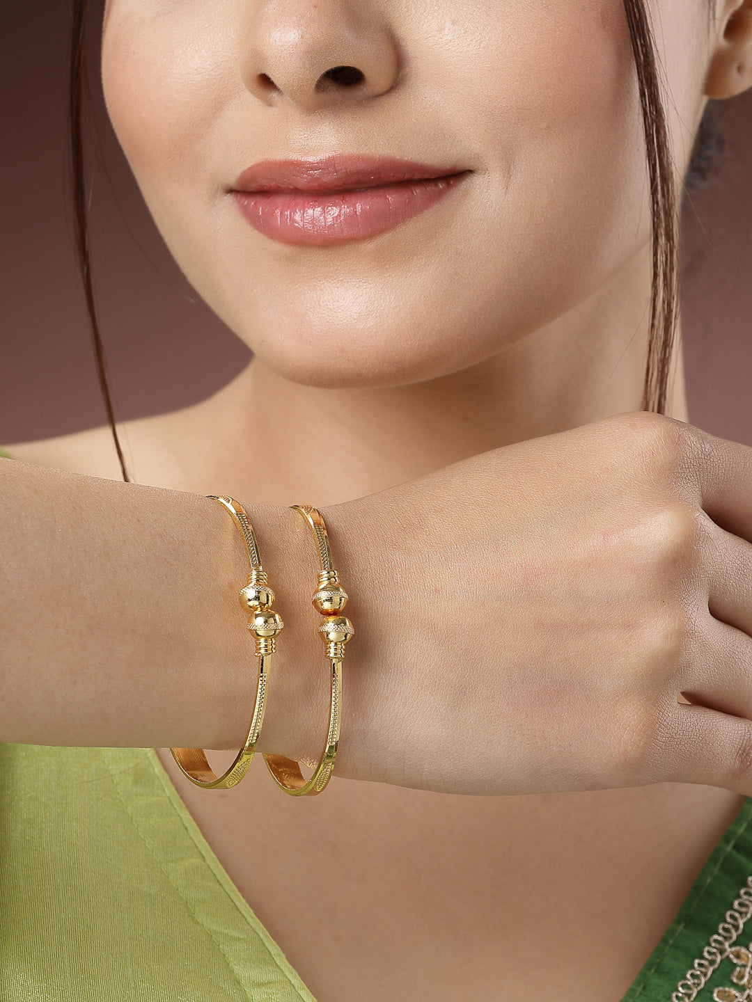 Women's Set Of 2 Gold-Plated Handcrafted Adjustable Bangles - Nvr