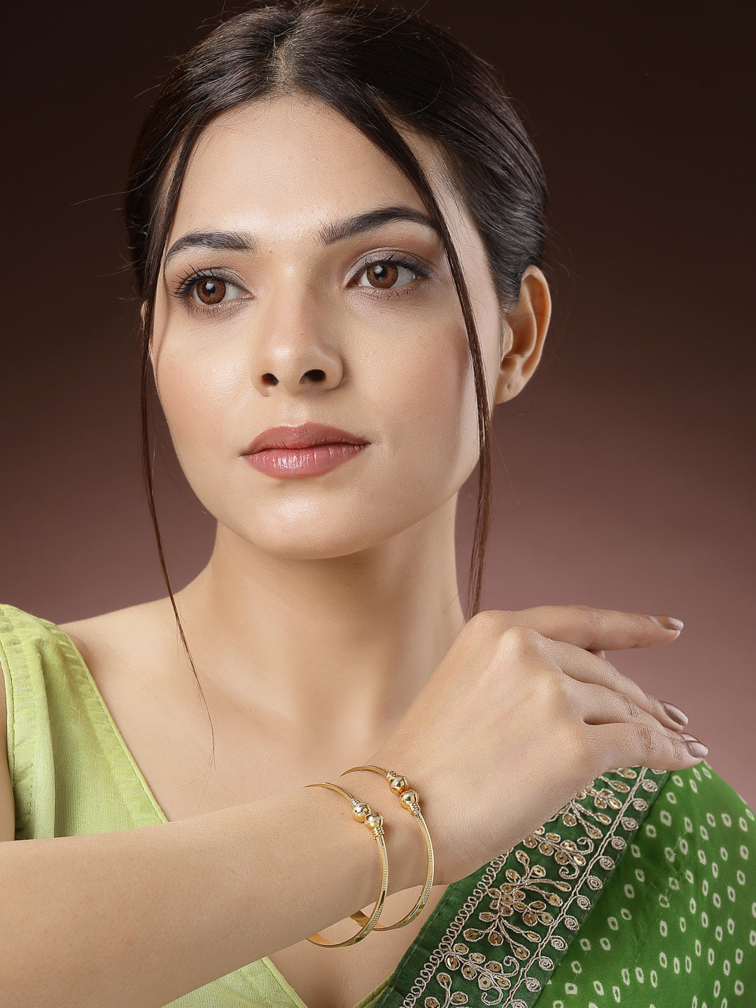 Women's Set Of 2 Gold-Plated Handcrafted Adjustable Bangles