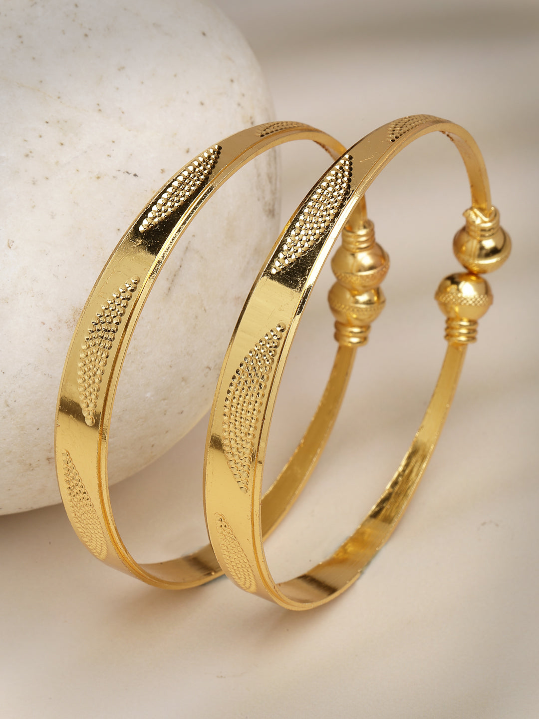 Women's Set Of 2 Gold-Plated Handcrafted Adjustable Bangles