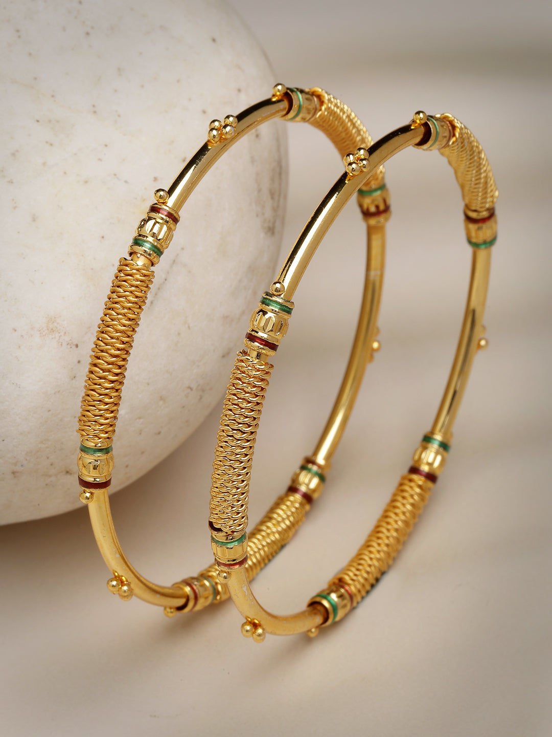 Women's Set Of 2 Gold-Plated Handcrafted Traditional Bangles
