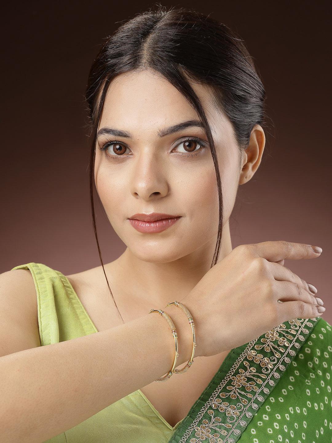 Women's Set Of 2 Gold-Plated Handcrafted Traditional Bangles