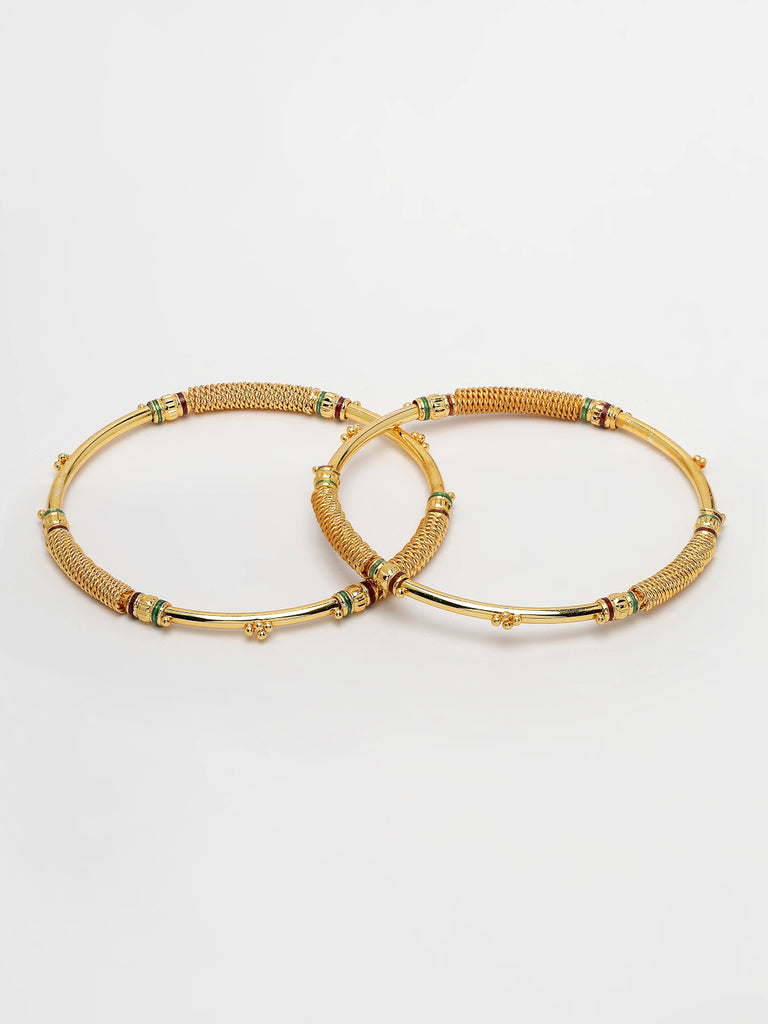 Women's Set Of 2 Gold-Plated Handcrafted Traditional Bangles