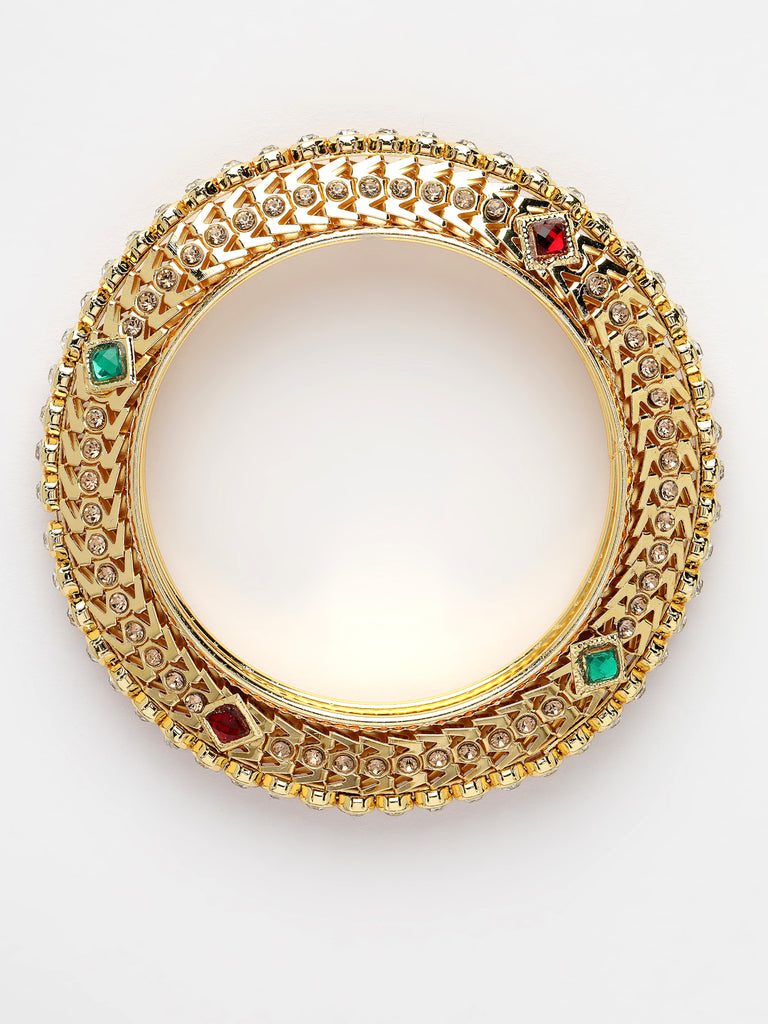 Women's Set Of 2 Gold-Plated Kundan Traditional Bangles