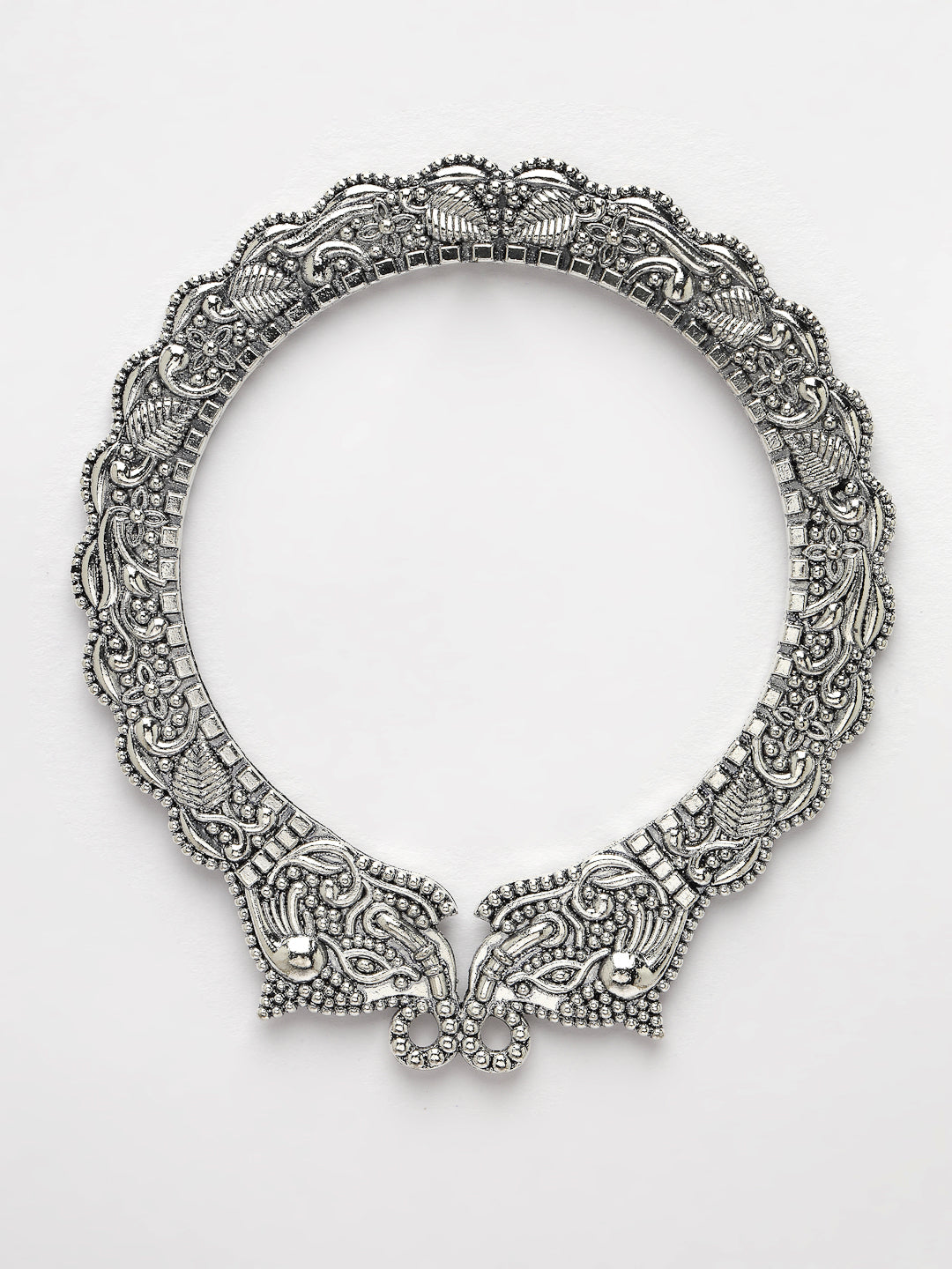 Women's Set Of 2  Silver-Toned German Silve Oxidised Elephant Design Handcrafted Bangles