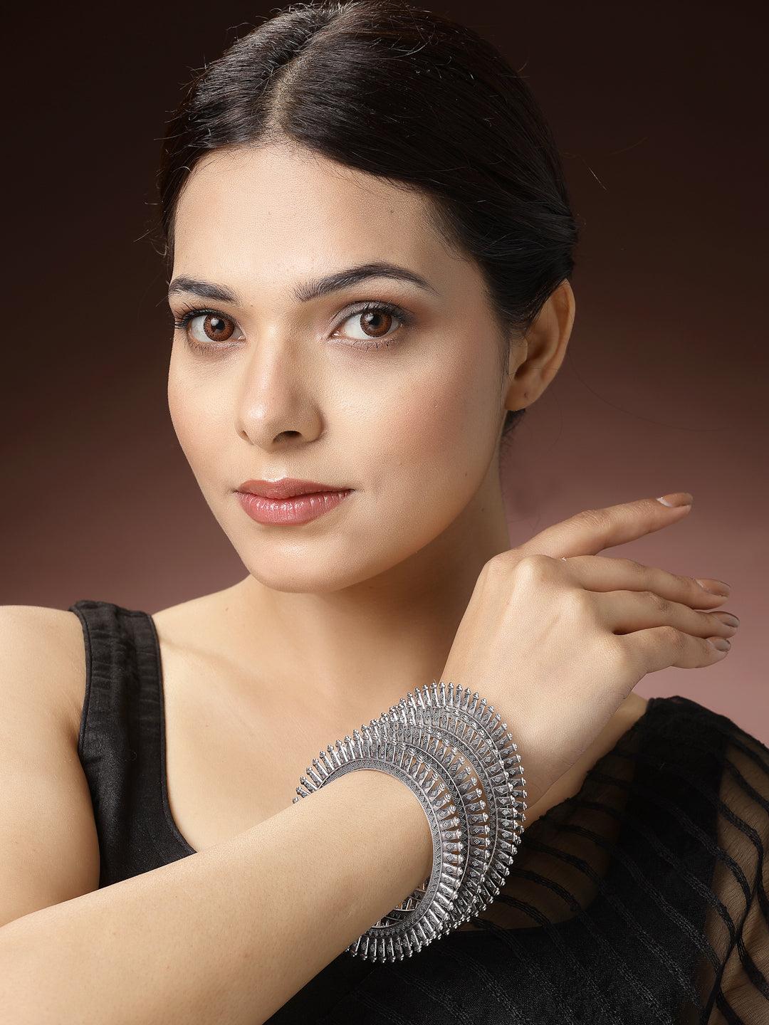 Women's Set Of 4 Silver-Plated German Silver Oxidised Bangles