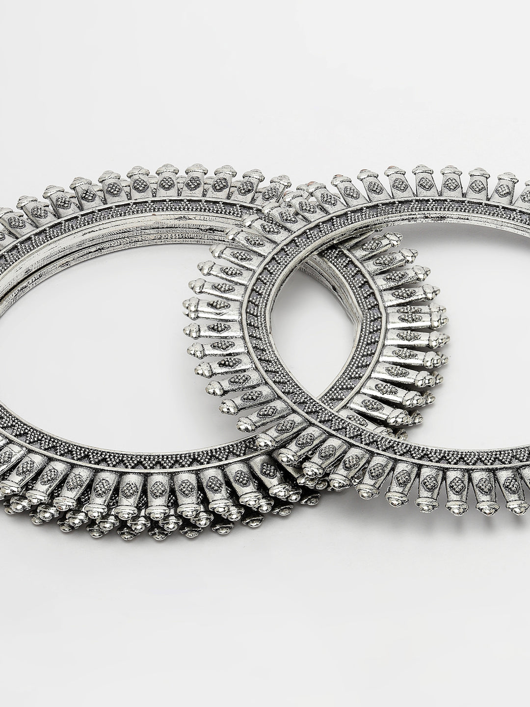 Women's Set Of 4 Silver-Plated German Silver Oxidised Bangles