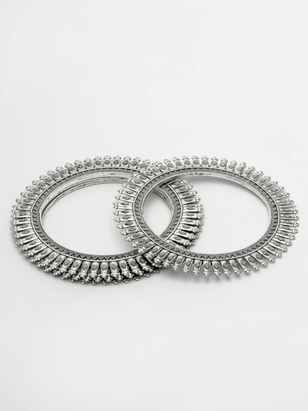 Women's Set Of 4 Silver-Plated German Silver Oxidised Bangles