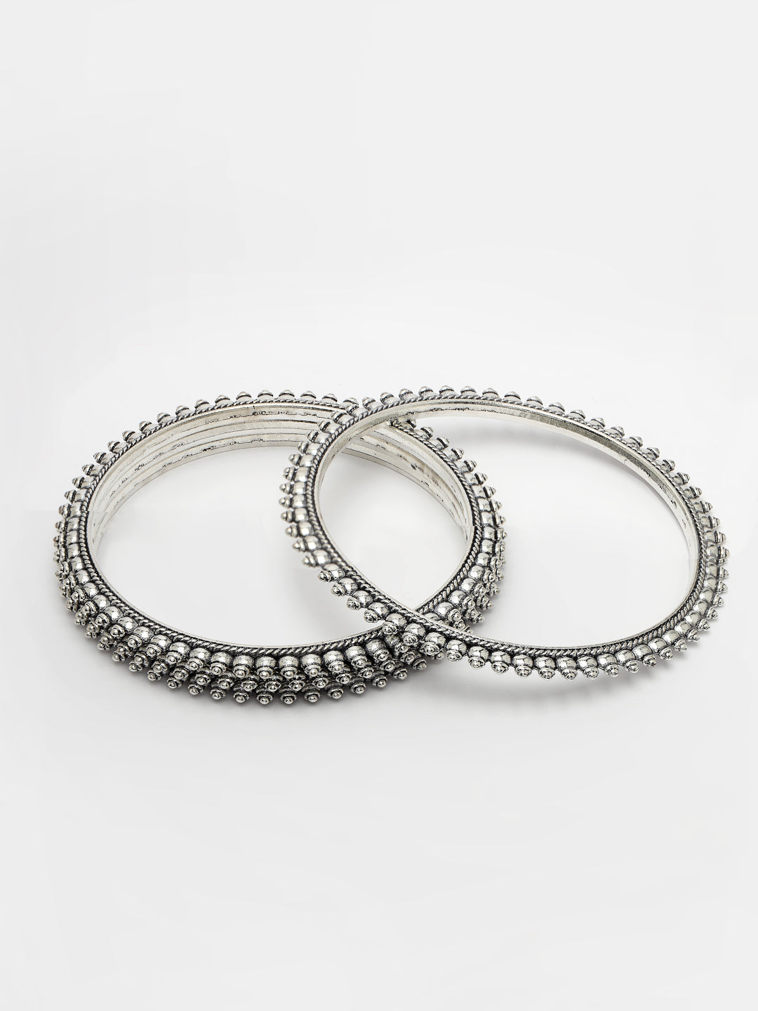 Women's Set Of 4 Silver-Toned German Silver Oxidised Bangles