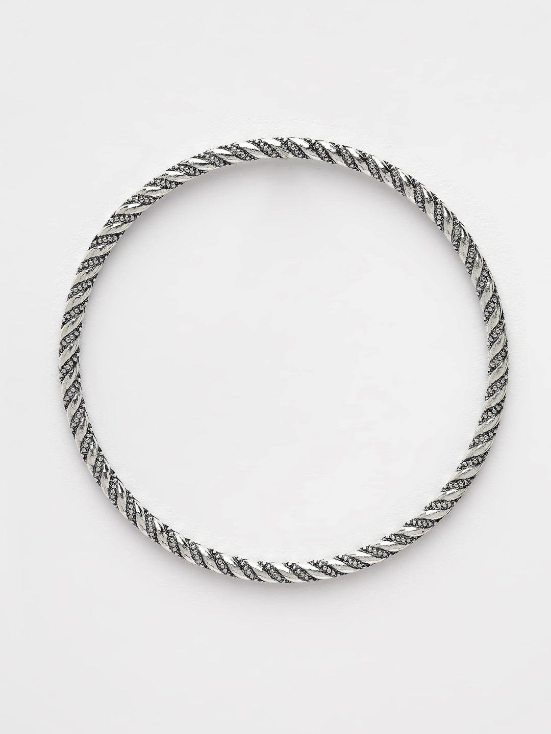 Women's Set Of 6 Silver-Toned German Silver Oxidised Bangles