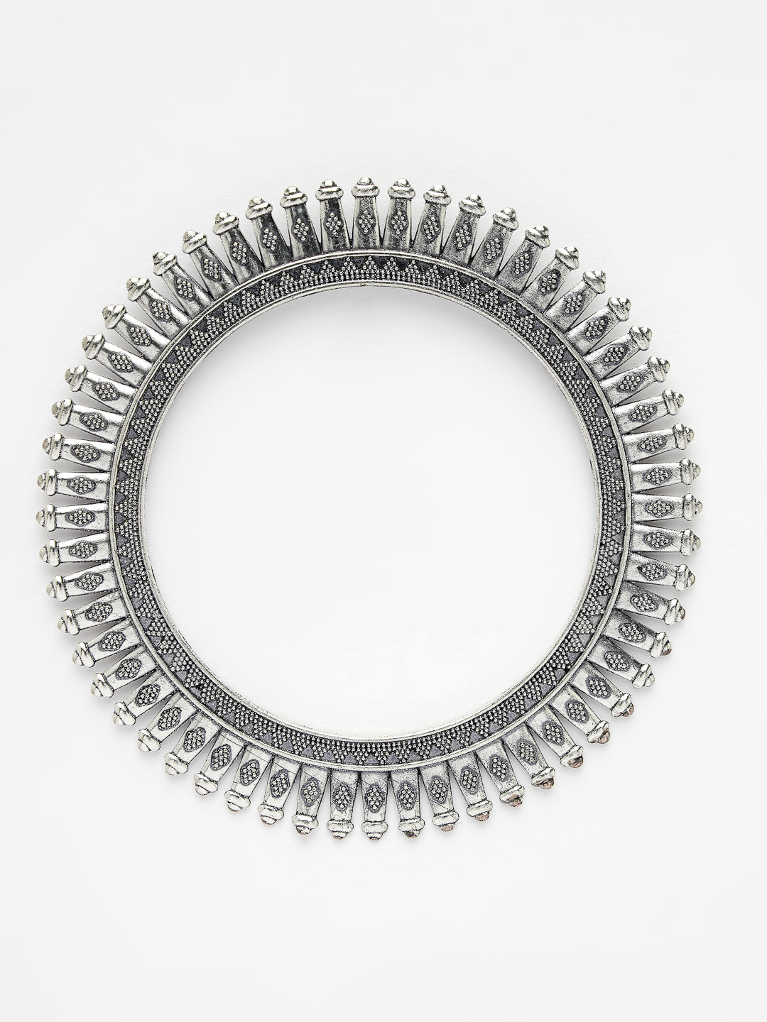 Women's Set Of 6 Silver-Toned German Silver Oxidised Bangles