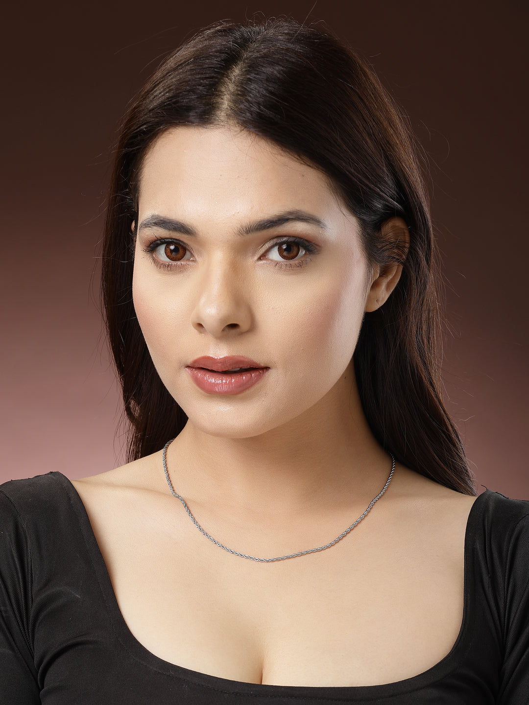 Women's Silver-Toned German Silver Oxidised Chain