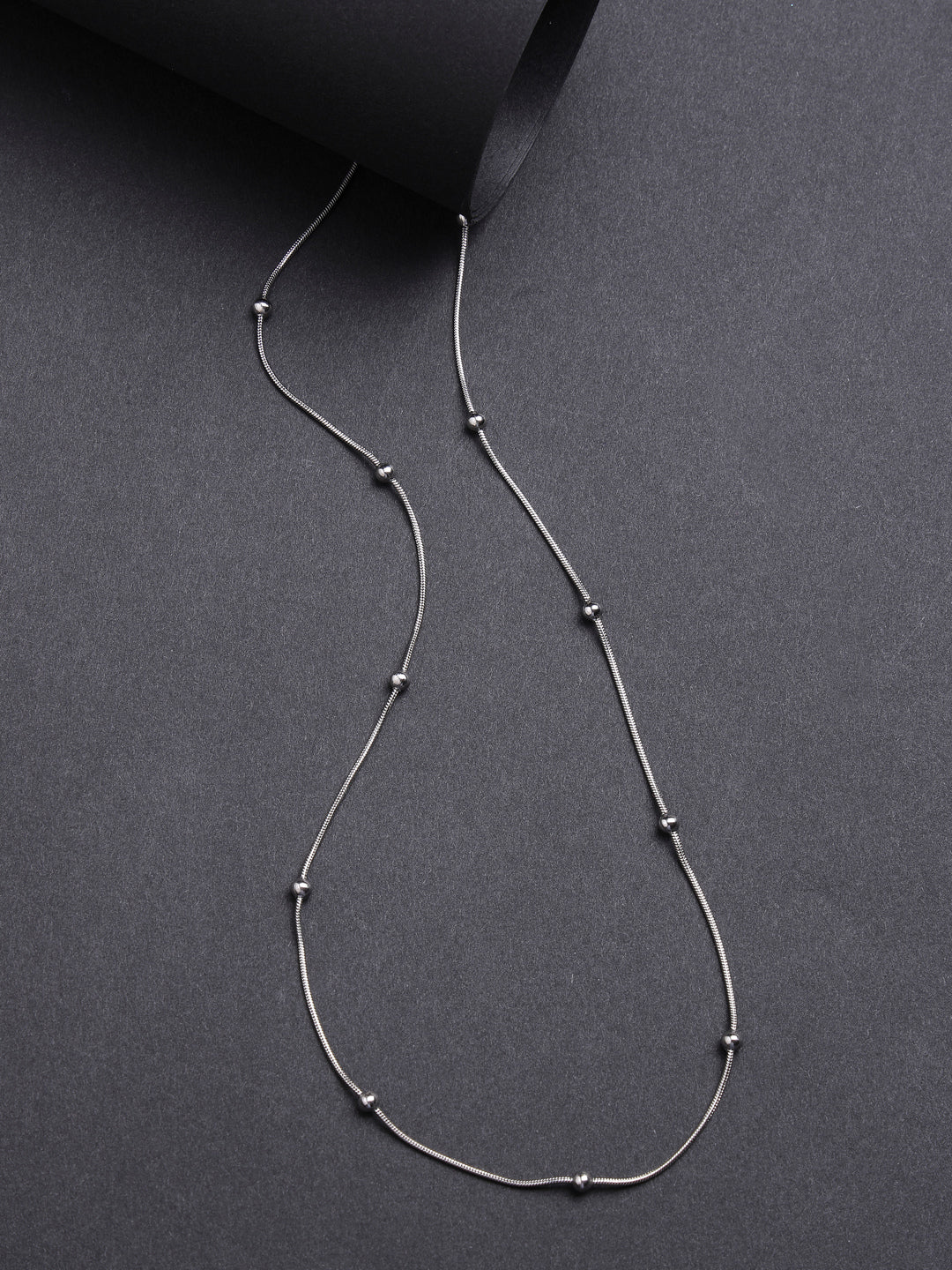Women's Silver-Toned Artificial Beads German Silver Oxidised Chain