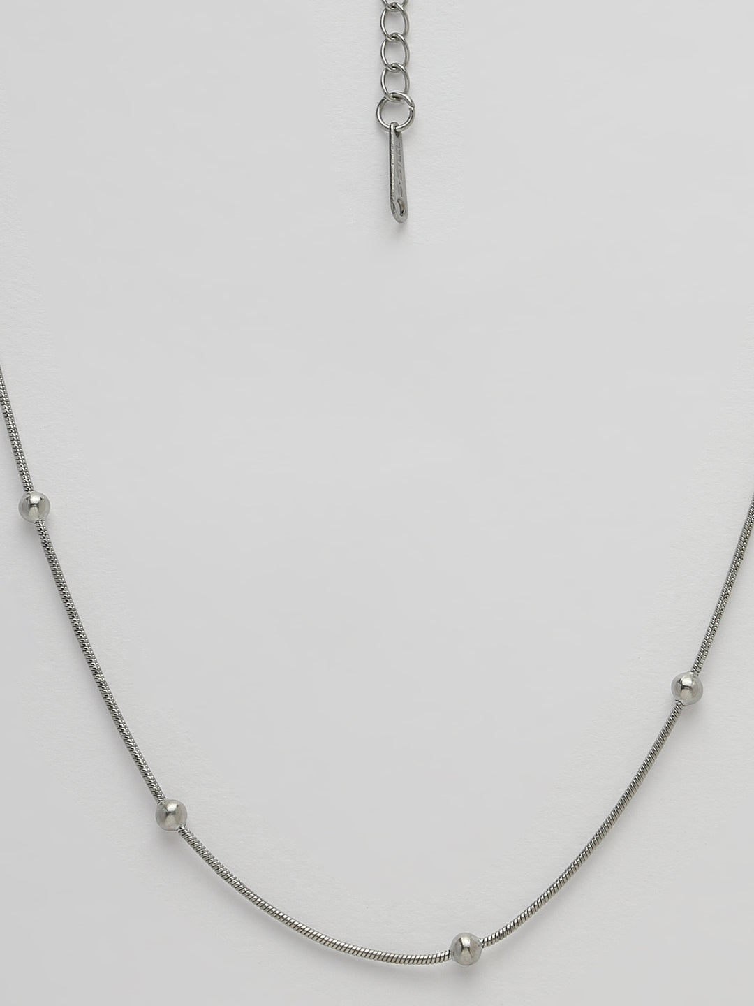 Women's Silver-Toned Artificial Beads German Silver Oxidised Chain