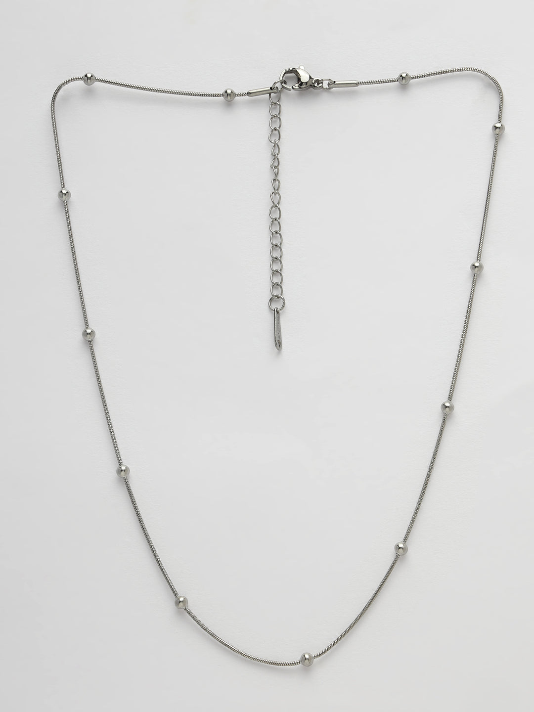 Women's Silver-Toned Artificial Beads German Silver Oxidised Chain