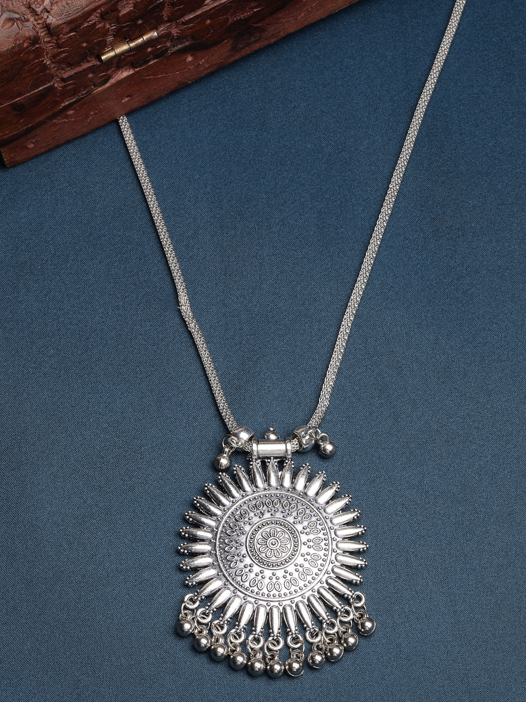 Women's Silver-Toned German Silver Oxidised Pandent