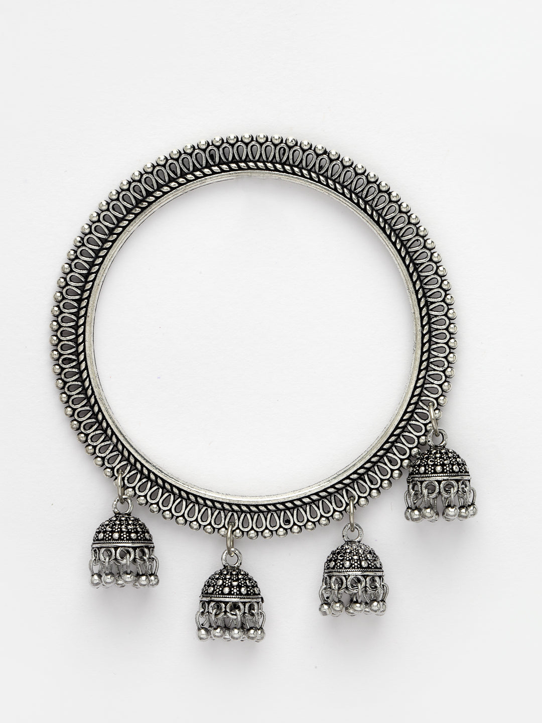 Women's Set Of 2 Silver-Toned German Silver Oxidised Bangle
