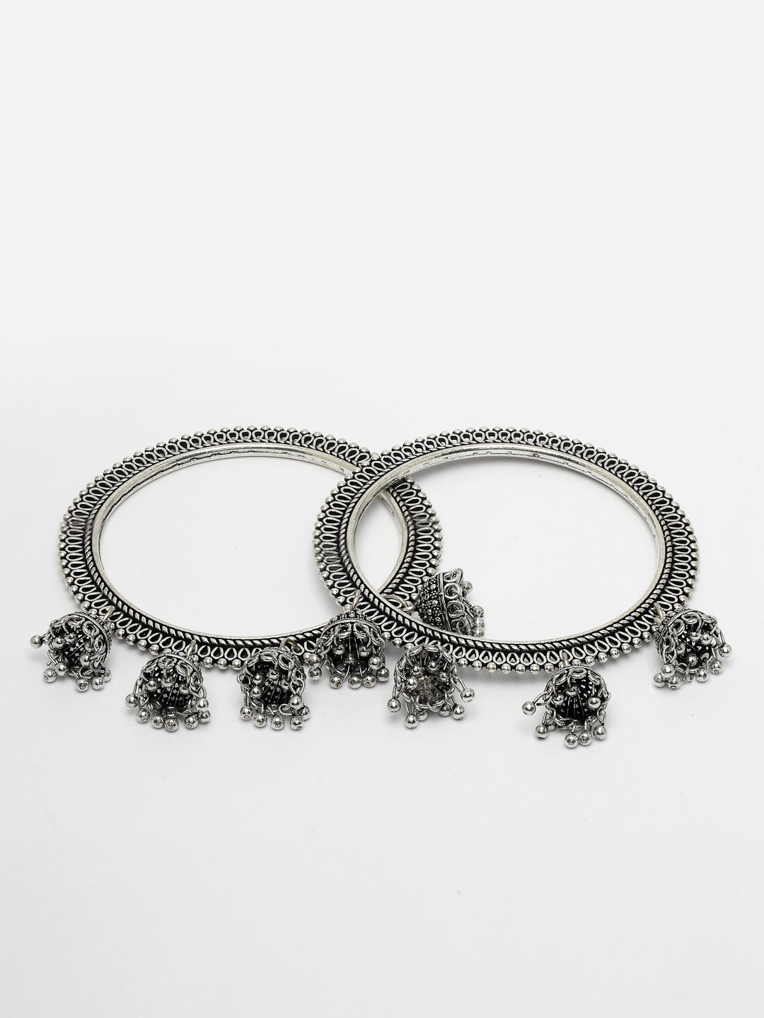 Women's Set Of 2 Silver-Toned German Silver Oxidised Bangle