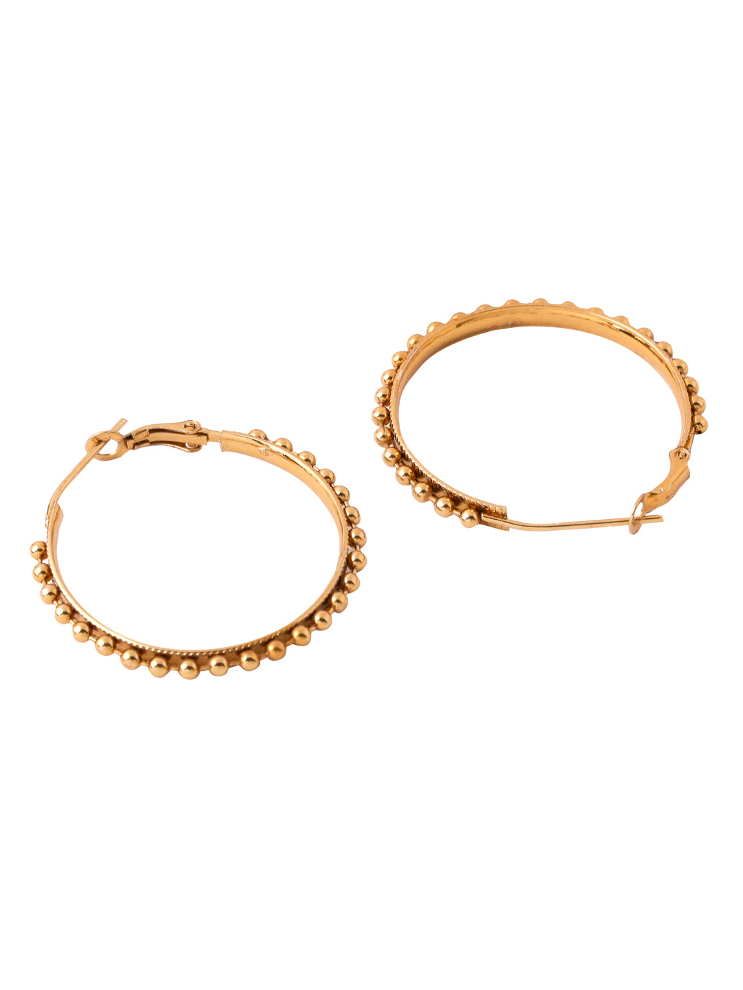 Women's Set Of 2 Gold & Silver Beaded Circular Hoop Earrings - Nvr