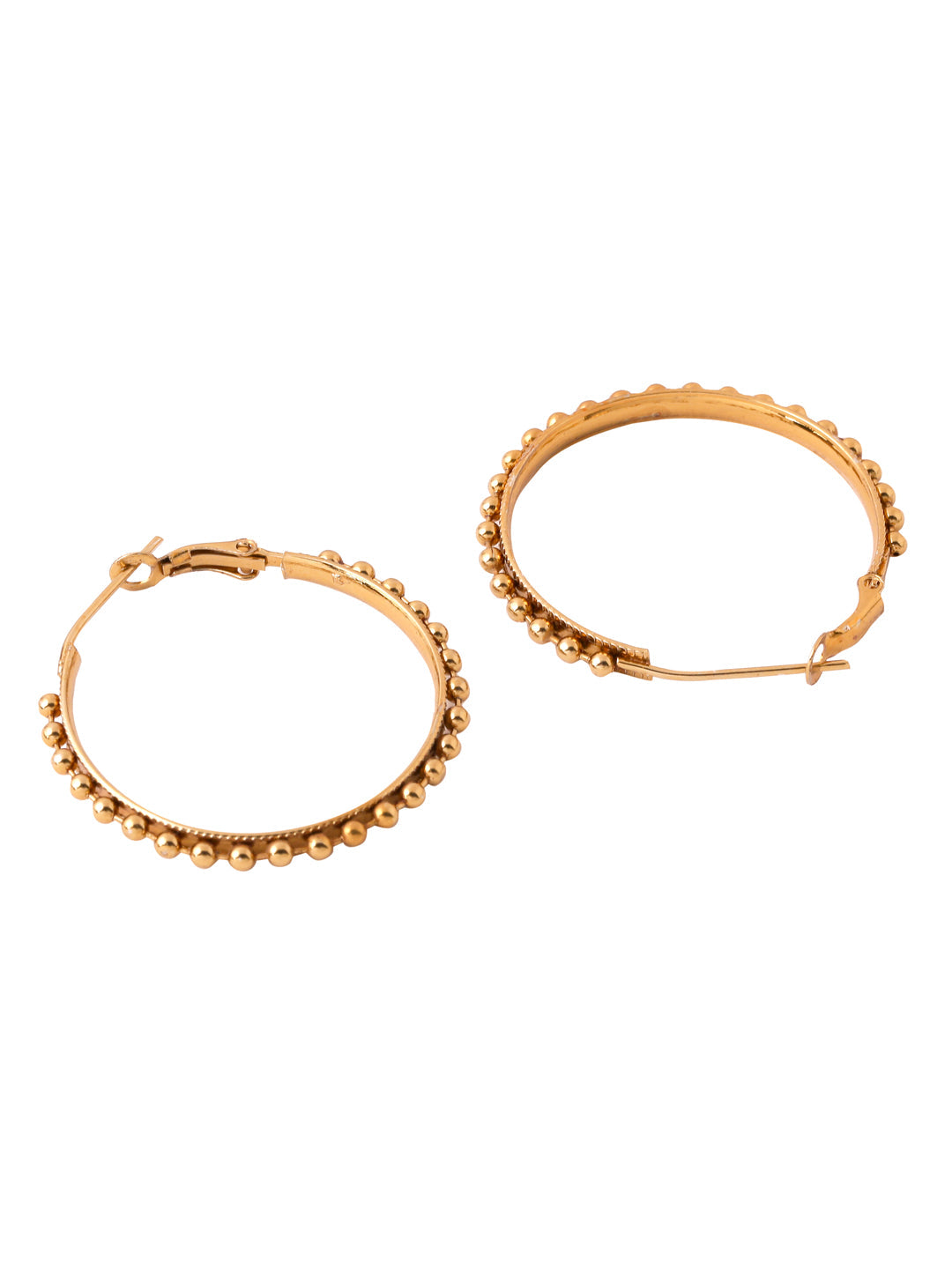 Women's Set Of 2 Gold & Silver Beaded Circular Hoop Earrings