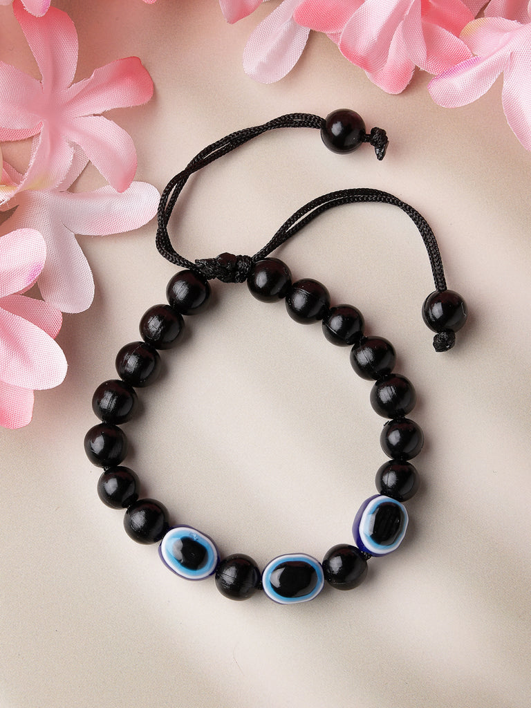 Unisex Set Of 2 Black Evil Eye Bracelet