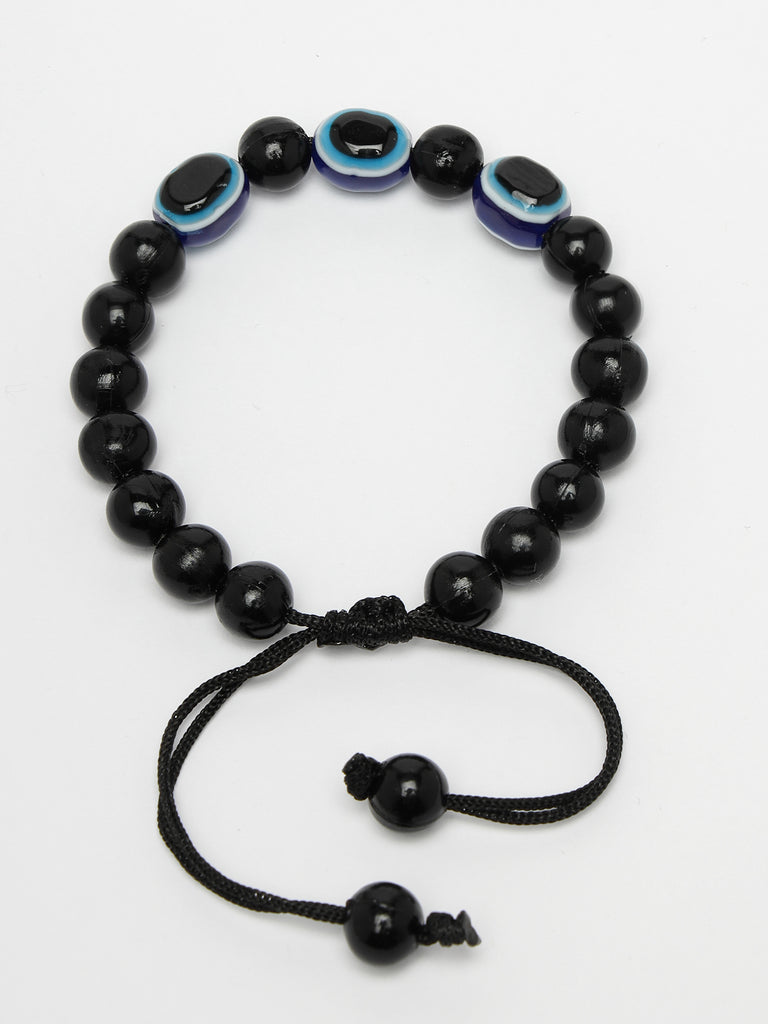 Unisex Set Of 2 Black Evil Eye Bracelet