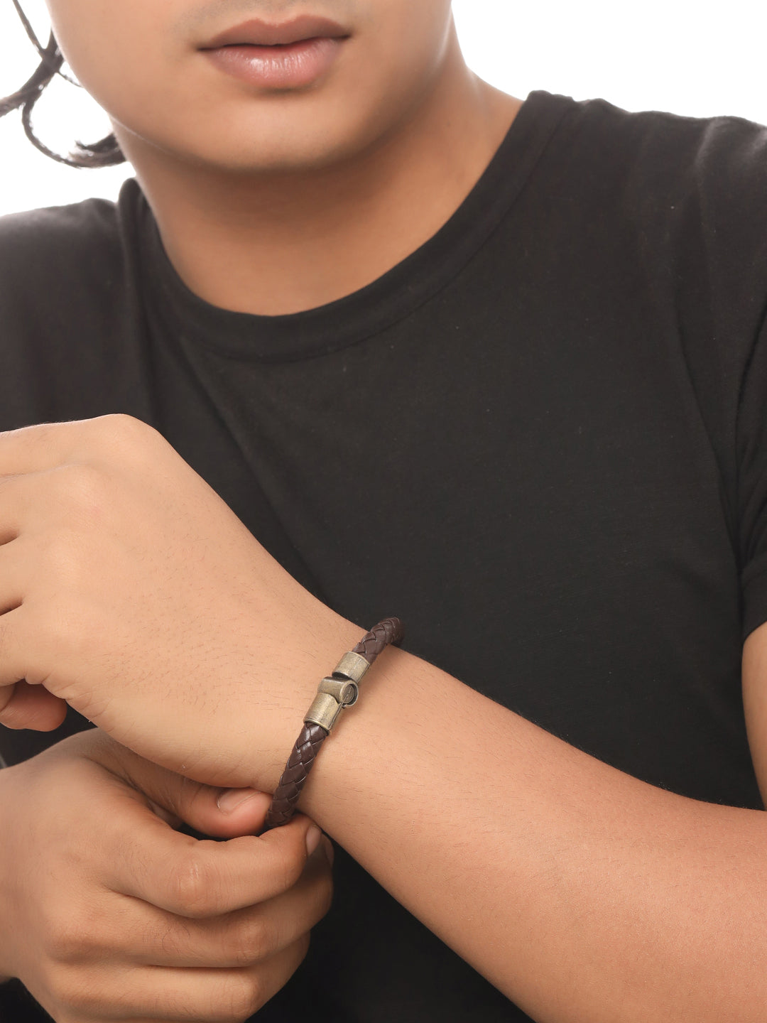 Men's Set Of 2 Brown Leather Bracelet