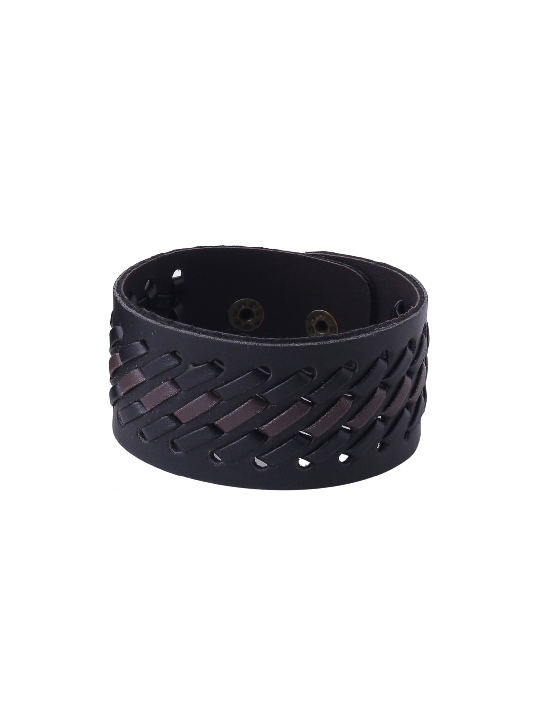 Men's Set Of 2 Black Leather Bracelet