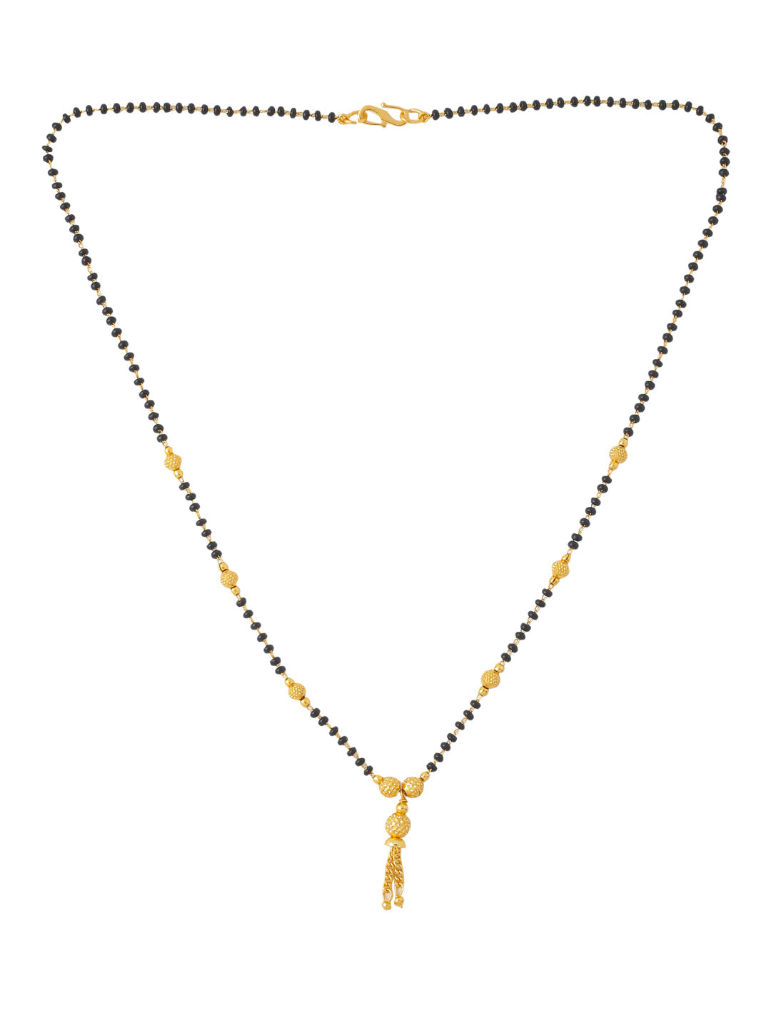 Women's Set Of 2 Black Gold-Plated Beaded Mangalsutra With Ad Stone